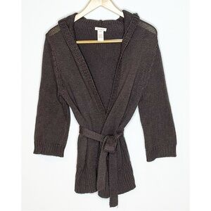 Sundance Open Front Hooded Belted Cardigan Size Medium